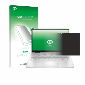 Parte frontale di una confezione del prodotto con il logo del marchio upscreen. Accanto è raffigurato il dispositivo HP Pavili