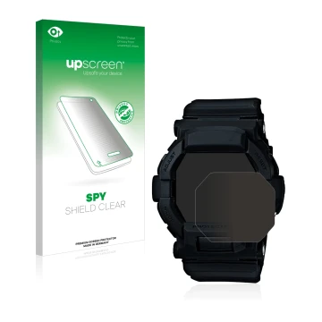 Parte frontale di una confezione del prodotto con il logo del marchio upscreen. Accanto è raffigurato il dispositivo Casio G-S