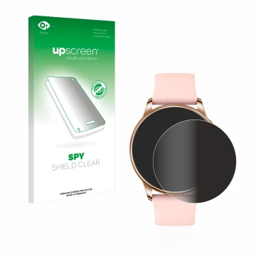 Parte frontale di una confezione del prodotto con il logo del marchio upscreen. Accanto è raffigurato il dispositivo Levowatch