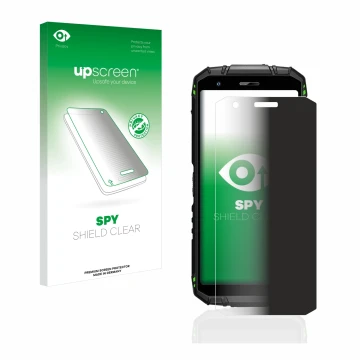 Parte frontale di una confezione del prodotto con il logo del marchio upscreen. Accanto è raffigurato il dispositivo Doogee S4