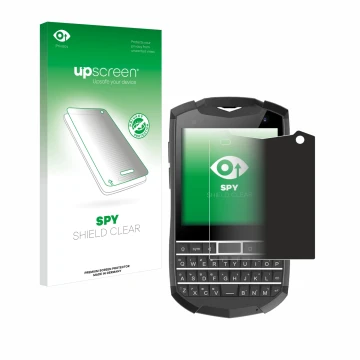 Parte frontale di una confezione del prodotto con il logo del marchio upscreen. Accanto è raffigurato il dispositivo Unihertz 