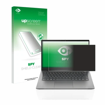Parte frontale di una confezione del prodotto con il logo del marchio upscreen. Accanto è raffigurato il dispositivo Lenovo Th
