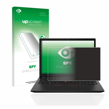 Parte frontale di una confezione del prodotto con il logo del marchio upscreen. Accanto è raffigurato il dispositivo Lenovo Th