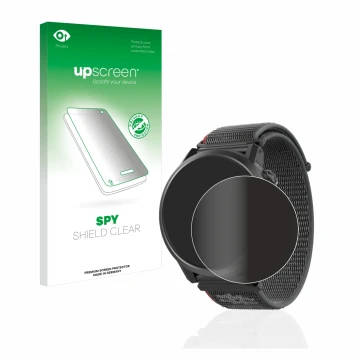 Parte frontale di una confezione del prodotto con il logo del marchio upscreen. Accanto è raffigurato il dispositivo Coros Ape