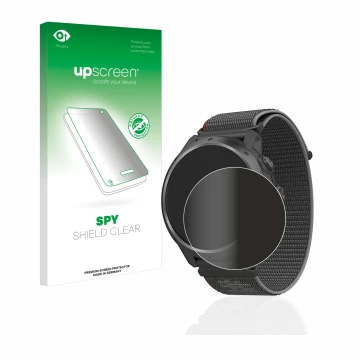 Parte frontale di una confezione del prodotto con il logo del marchio upscreen. Accanto è raffigurato il dispositivo Coros Ape