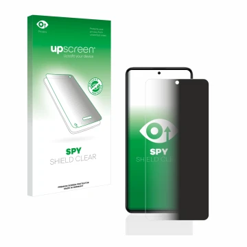Parte frontale di una confezione del prodotto con il logo del marchio upscreen. Accanto è raffigurato il dispositivo Xiaomi Po