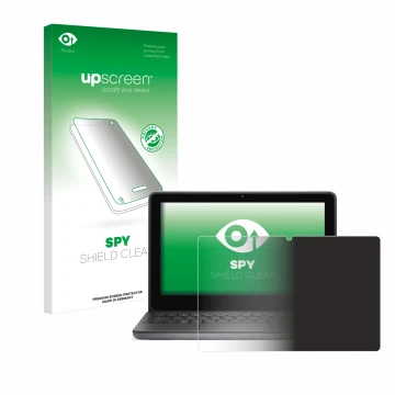 Parte frontale di una confezione del prodotto con il logo del marchio upscreen. Accanto è raffigurato il dispositivo Dell Lati