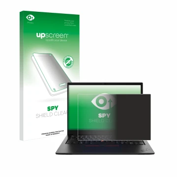 Parte frontale di una confezione del prodotto con il logo del marchio upscreen. Accanto è raffigurato il dispositivo Lenovo Th