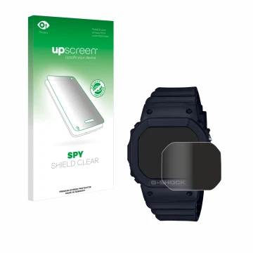 Parte frontale di una confezione del prodotto con il logo del marchio upscreen. Accanto è raffigurato il dispositivo Casio G-S
