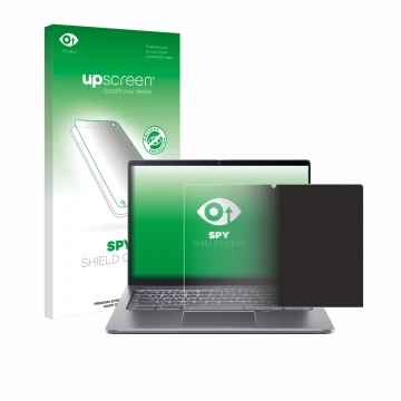 Parte frontale di una confezione del prodotto con il logo del marchio upscreen. Accanto è raffigurato il dispositivo Acer Chro