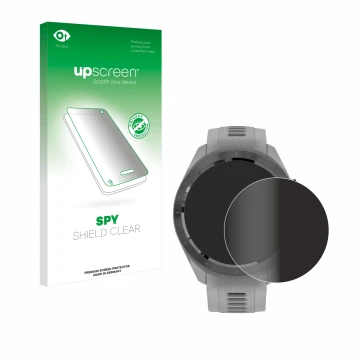 Parte frontale di una confezione del prodotto con il logo del marchio upscreen. Accanto è raffigurato il dispositivo Garmin Ap