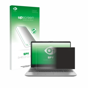 Parte frontale di una confezione del prodotto con il logo del marchio upscreen. Accanto è raffigurato il dispositivo HP 250 G9