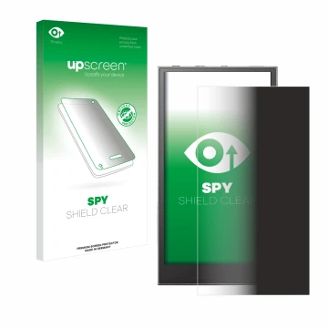 Parte frontale di una confezione del prodotto con il logo del marchio upscreen. Accanto è raffigurato il dispositivo Astell&Ke