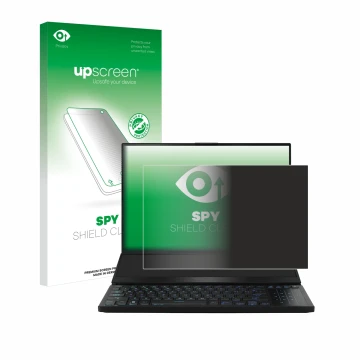 Parte frontale di una confezione del prodotto con il logo del marchio upscreen. Accanto è raffigurato il dispositivo ASUS ROG 