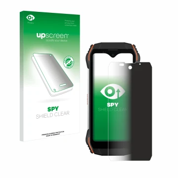 Parte frontale di una confezione del prodotto con il logo del marchio upscreen. Accanto è raffigurato il dispositivo Blackview