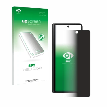 Parte frontale di una confezione del prodotto con il logo del marchio upscreen. Accanto è raffigurato il dispositivo Samsung G