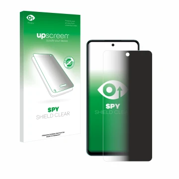 Parte frontale di una confezione del prodotto con il logo del marchio upscreen. Accanto è raffigurato il dispositivo Oppo A58 