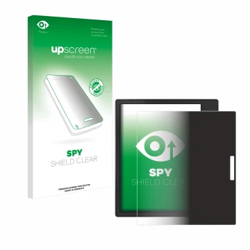 Parte frontale di una confezione del prodotto con il logo del marchio upscreen. Accanto è raffigurato il dispositivo Boox Page