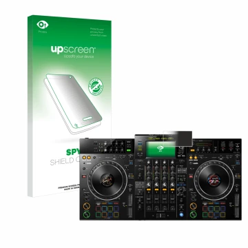 Parte frontale di una confezione del prodotto con il logo del marchio upscreen. Accanto è raffigurato il dispositivo Pioneer X