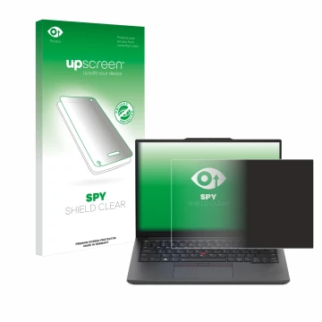 Parte frontale di una confezione del prodotto con il logo del marchio upscreen. Accanto è raffigurato il dispositivo Lenovo Th