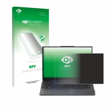 Parte frontale di una confezione del prodotto con il logo del marchio upscreen. Accanto è raffigurato il dispositivo Lenovo Th