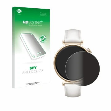 Parte frontale di una confezione del prodotto con il logo del marchio upscreen. Accanto è raffigurato il dispositivo Huawei Wa