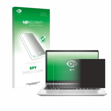 Parte frontale di una confezione del prodotto con il logo del marchio upscreen. Accanto è raffigurato il dispositivo HP EliteB