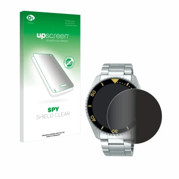 Parte frontale di una confezione del prodotto con il logo del marchio upscreen. Accanto è raffigurato il dispositivo Seiko 5 S