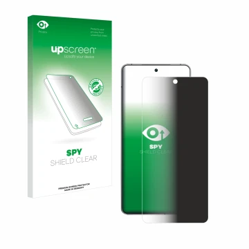 Parte frontale di una confezione del prodotto con il logo del marchio upscreen. Accanto è raffigurato il dispositivo Vivo iQOO