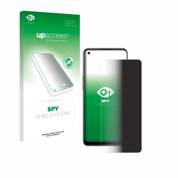 Parte frontale di una confezione del prodotto con il logo del marchio upscreen. Accanto è raffigurato il dispositivo Oppo Reno