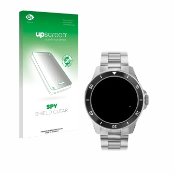 Parte frontale di una confezione del prodotto con il logo del marchio upscreen. Accanto è raffigurato il dispositivo Withings 