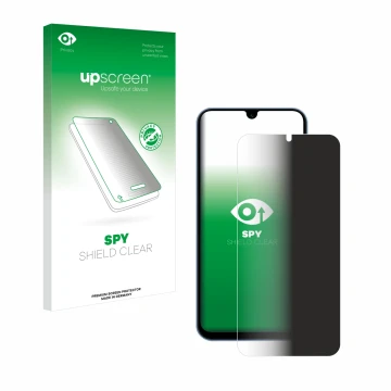 Parte frontale di una confezione del prodotto con il logo del marchio upscreen. Accanto è raffigurato il dispositivo Samsung G