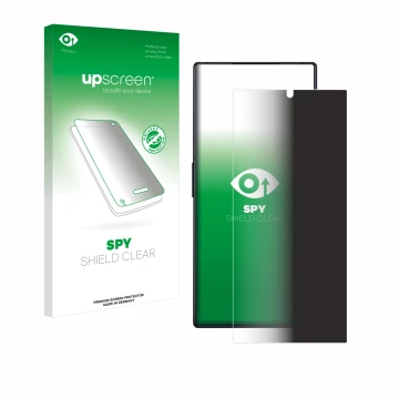 Parte frontale di una confezione del prodotto con il logo del marchio upscreen. Accanto è raffigurato il dispositivo ZTE Nubia