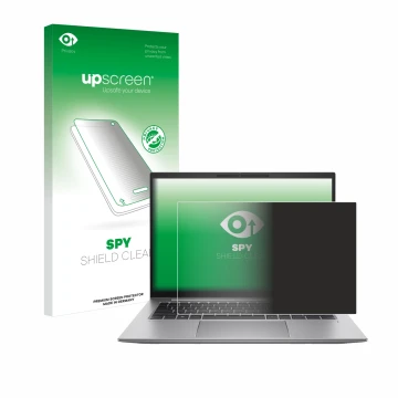 Parte frontale di una confezione del prodotto con il logo del marchio upscreen. Accanto è raffigurato il dispositivo HP Zbook 