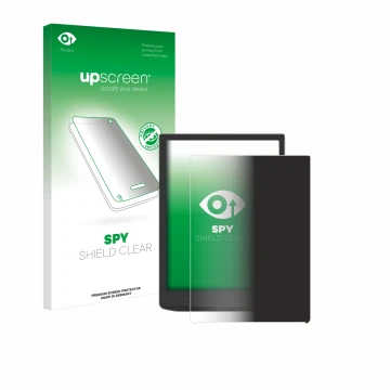 Parte frontale di una confezione del prodotto con il logo del marchio upscreen. Accanto è raffigurato il dispositivo Vivlio In