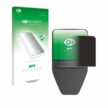 Parte frontale di una confezione del prodotto con il logo del marchio upscreen. Accanto è raffigurato il dispositivo Trezor Sa