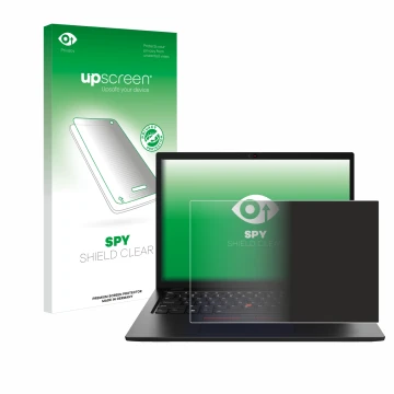 Parte frontale di una confezione del prodotto con il logo del marchio upscreen. Accanto è raffigurato il dispositivo Lenovo Th