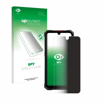 Parte frontale di una confezione del prodotto con il logo del marchio upscreen. Accanto è raffigurato il dispositivo Hotwav Cy