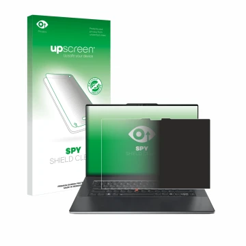 Parte frontale di una confezione del prodotto con il logo del marchio upscreen. Accanto è raffigurato il dispositivo Lenovo Th
