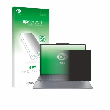 Parte frontale di una confezione del prodotto con il logo del marchio upscreen. Accanto è raffigurato il dispositivo Lenovo Th