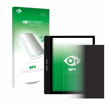 Parte frontale di una confezione del prodotto con il logo del marchio upscreen. Accanto è raffigurato il dispositivo Bigme B75