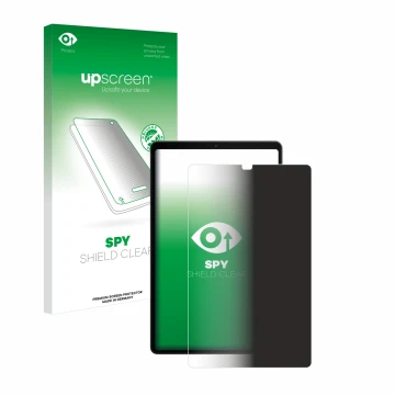 Parte frontale di una confezione del prodotto con il logo del marchio upscreen. Accanto è raffigurato il dispositivo Lenovo Le