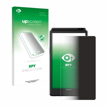 Parte frontale di una confezione del prodotto con il logo del marchio upscreen. Accanto è raffigurato il dispositivo Hiby R6 I