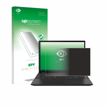 Parte frontale di una confezione del prodotto con il logo del marchio upscreen. Accanto è raffigurato il dispositivo Lenovo Th