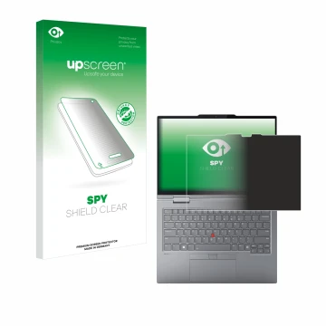 Parte frontale di una confezione del prodotto con il logo del marchio upscreen. Accanto è raffigurato il dispositivo Lenovo Th