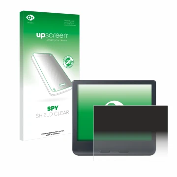 Parte frontale di una confezione del prodotto con il logo del marchio upscreen. Accanto è raffigurato il dispositivo Kobo Libr