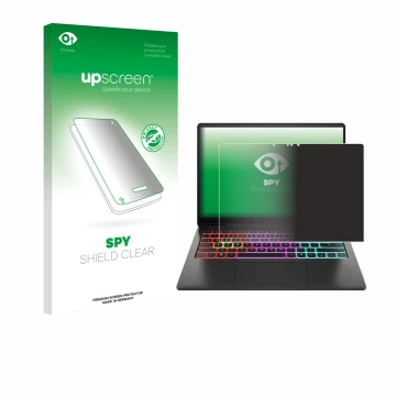 Parte frontale di una confezione del prodotto con il logo del marchio upscreen. Accanto è raffigurato il dispositivo HP Omen T