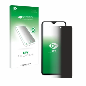 Parte frontale di una confezione del prodotto con il logo del marchio upscreen. Accanto è raffigurato il dispositivo Honor 90 