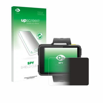 Parte frontale di una confezione del prodotto con il logo del marchio upscreen. Accanto è raffigurato il dispositivo Newland W