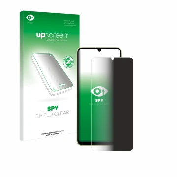 Parte frontale di una confezione del prodotto con il logo del marchio upscreen. Accanto è raffigurato il dispositivo Samsung G